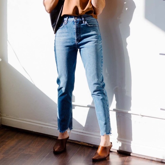 ✨NWT✨ AGOLDE Riley High Rise Slim Straight Crop Jean in Haven Blue Sz 30 - Picture 8 of 12